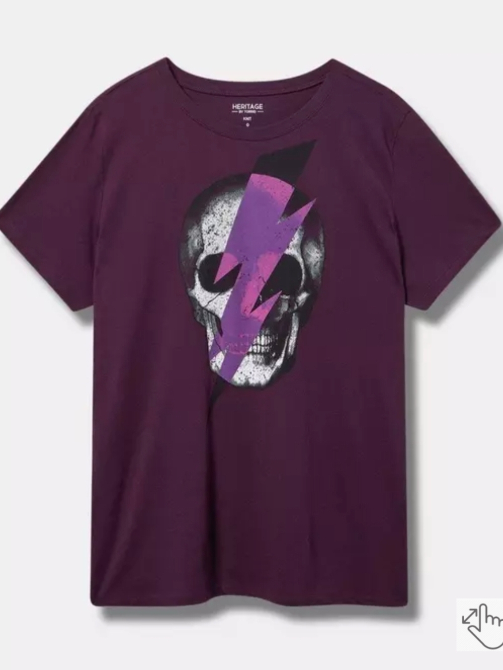 Heritage By Torrid Knit Purple Skull Bolt Print Graphic Tee 5X 28